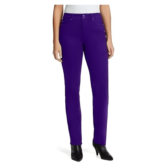 Vintage Royal Violet Purple Straight Leg High Waist Twill Pants Mom Jeans 10 - Picture 1 of 4